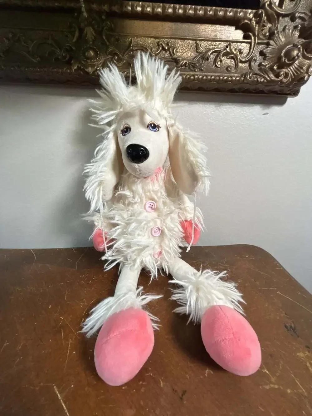 Orange Toys Plush Poodle Toy Dog with Pink Coat and Pom-Pom Feet